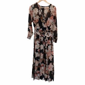 NWT Alexa B. Chiffon longsleeve wrap maxi dress 6